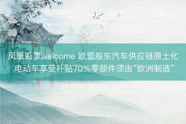 凤凰彩票welcome 欧盟股东汽车供应链原土化 电动车享受补贴70%零部件须由“欧洲制造”