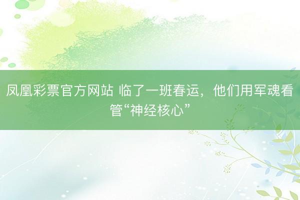 凤凰彩票官方网站 临了一班春运,他们用军魂看管“神经核心”